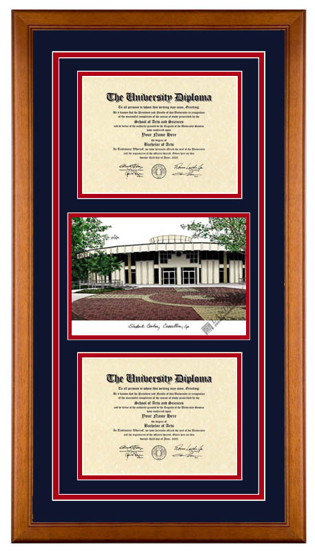 Undergraduate and Graduate Graduation Diploma Frame with Sculpted Foil Seal & Name Gloss Mahogany w/Gold Accent, 20 x 20 UWG Signature Announcements University of West Georgia 